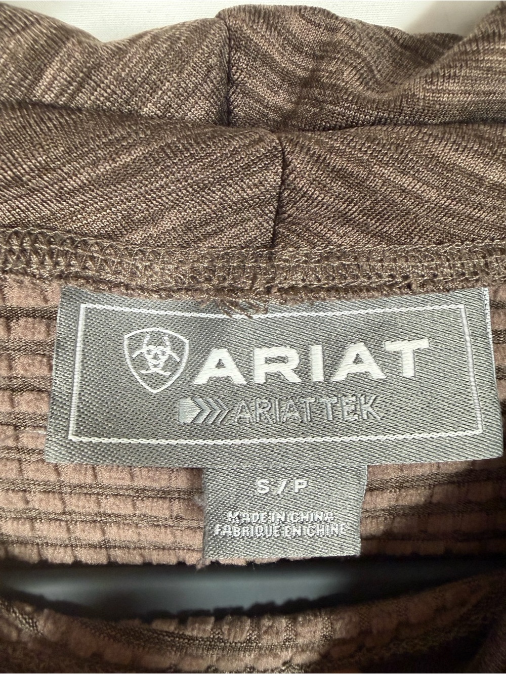 Ariat Brown Marled Gridwork Cowl Neck Top - Granola, Outdoors, Base layer - Picture 3 of 12